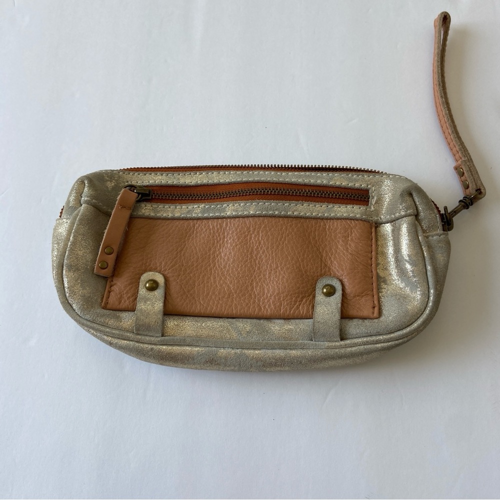 Anthropologie Schuler & Sons Philadelphia Distressed Metallic clutch - EUC